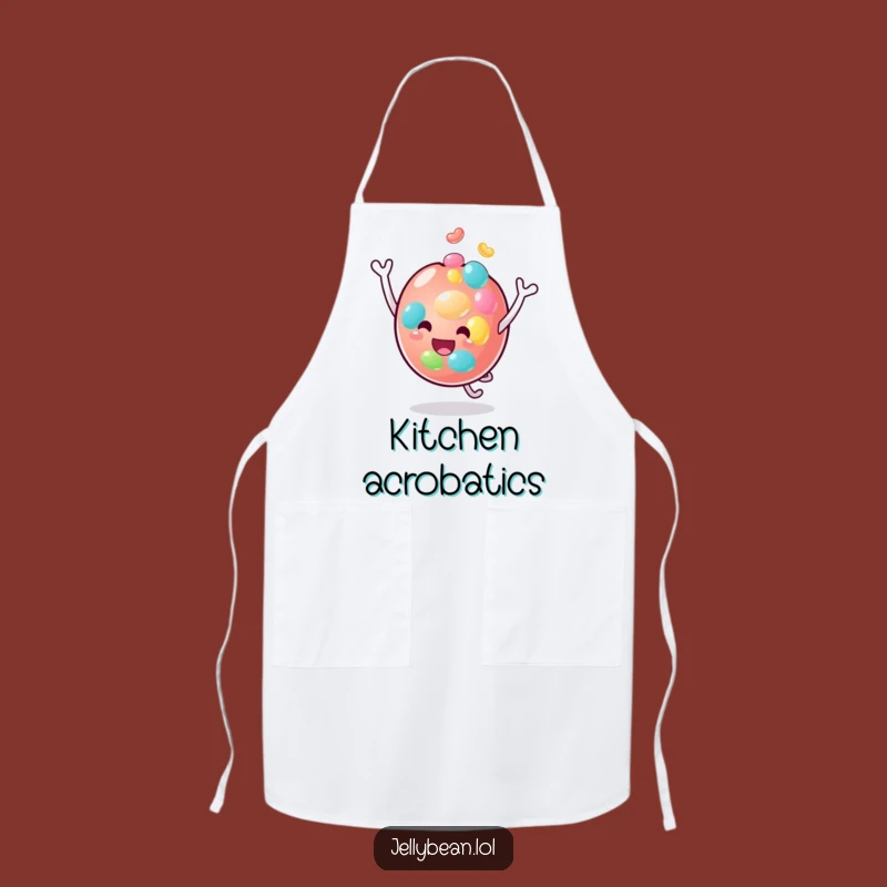 Funny Jelly Bean Head Bounce Apron: Humorous Kitchen Character Wear Gift