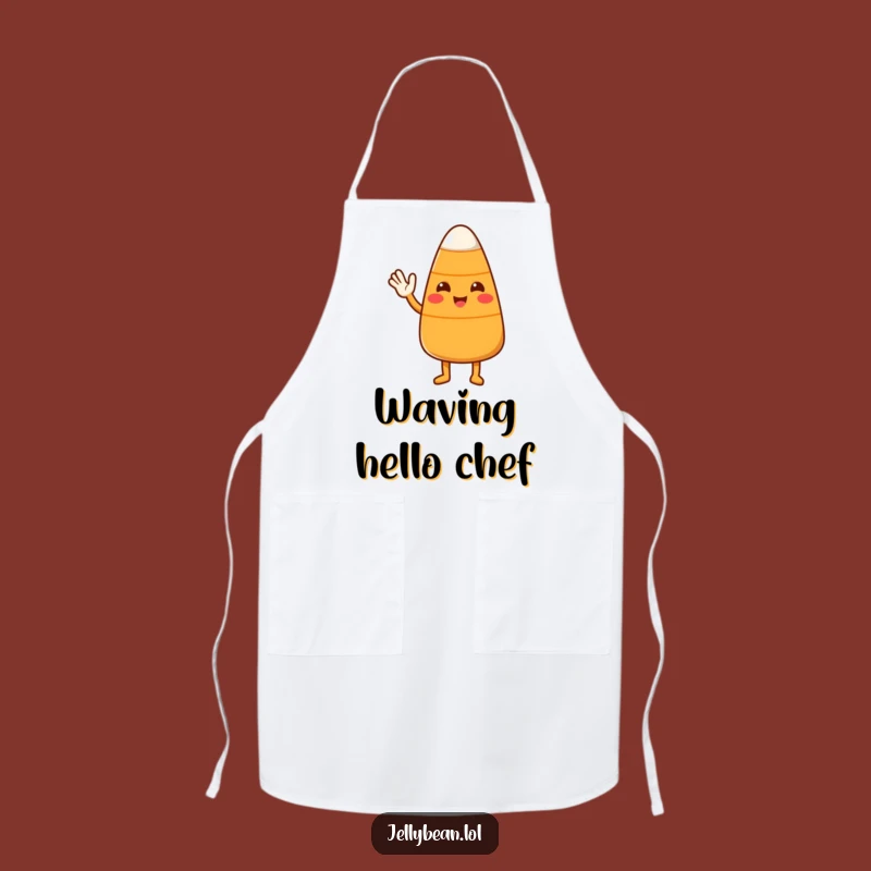 Funny Candy Corn Wave Apron: Cute Character's Friendly Kitchen Gift