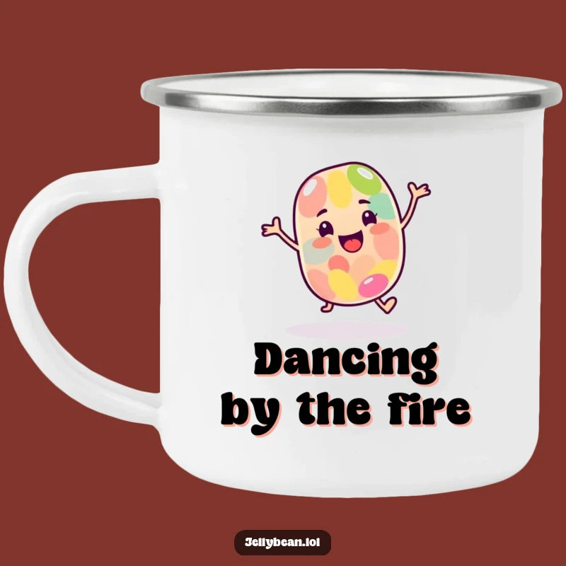 Funny Dancing Jelly Bean Camping Mug - Happy Candy Adventure Gift