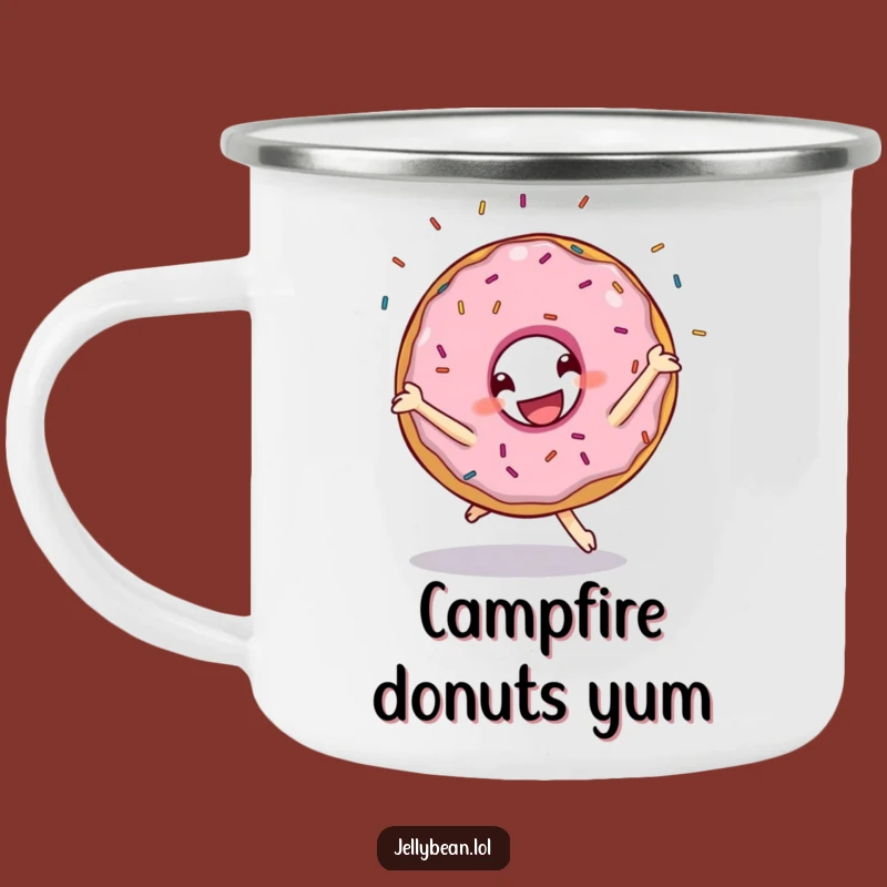 Funny Donut Cartwheel Camping Mug: Durable Sprinkly Character Wear for Outdoor Gifts