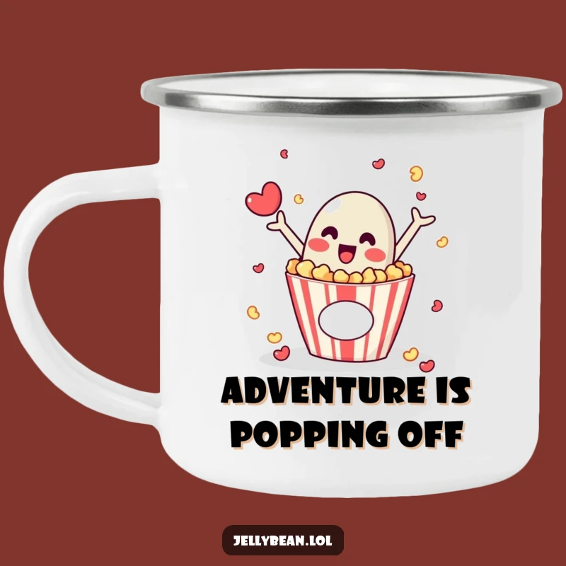 Funny Jelly Bean Popcorn Camping Mug - Adventure Snack Ready