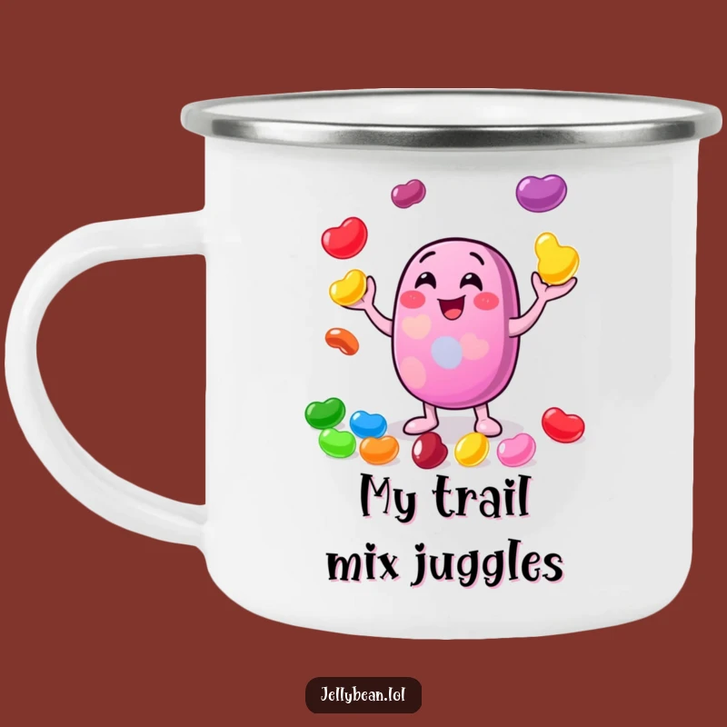 Funny Juggling Jelly Bean Camping Mug - Durable Outdoor Mug for Cheerful Adventures and Fun