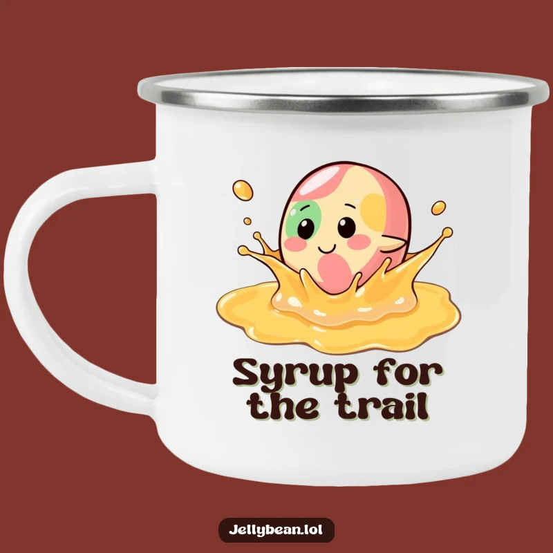 Funny Syrup Splash Jelly Bean Camping Mug: Durable Cup for Sweet Adventures