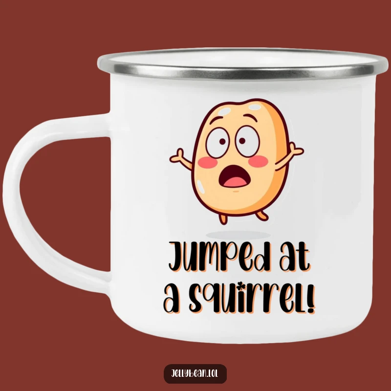 Durable Funny Surprised Jelly Bean Camping Mug: Sip Your Shock, Essential Funny Gift