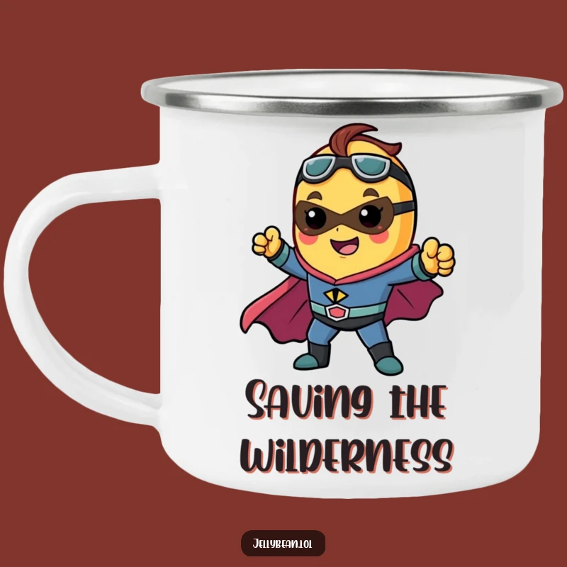 Funny Superhero Jelly Bean Camping Mug - Adventure Hero Ready