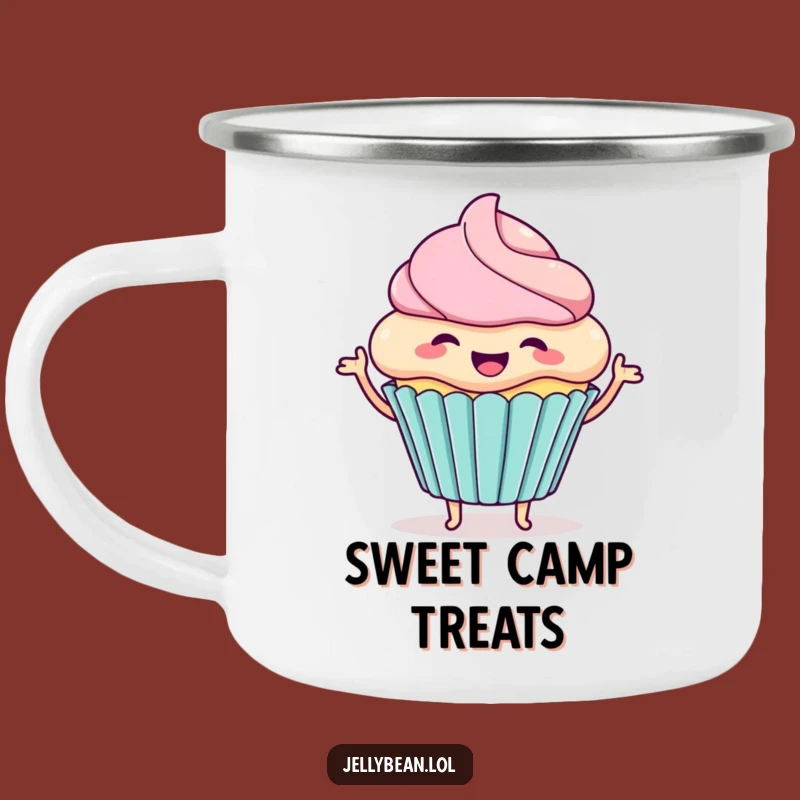 Funny Cupcake Wiggle Camping Mug: Durable Excited Character Wear for Outdoor Gifts