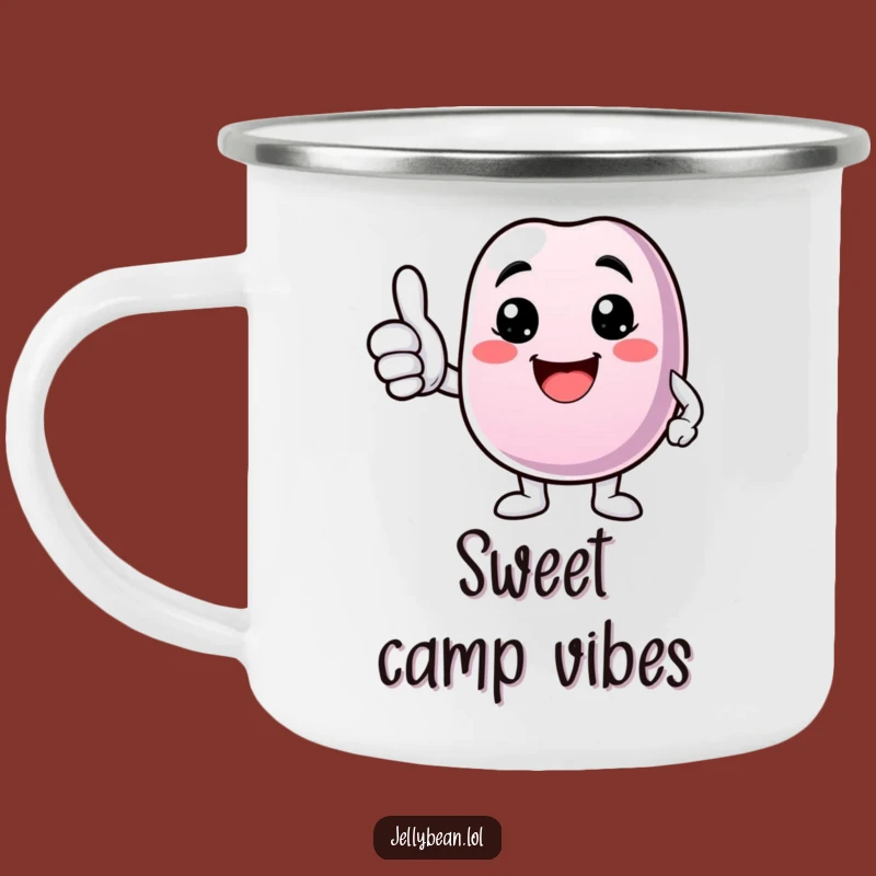 Funny Campfire Mug: Jelly Bean Thumbs Up, Positive Outdoor Gift