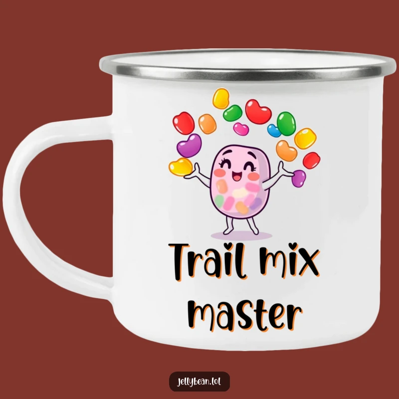 Funny Jelly Bean Juggler Camping Mug: Adventure with Sweet, Juggling Fun