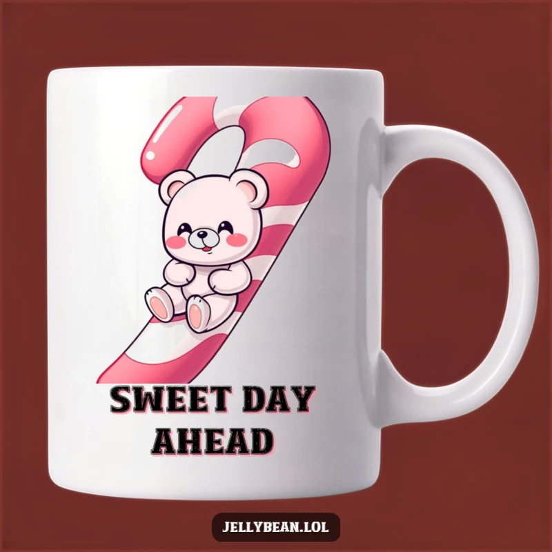 Funny Gummy Bear Candy Cane Slide Mug - Giggling Sweet Adventure Gift