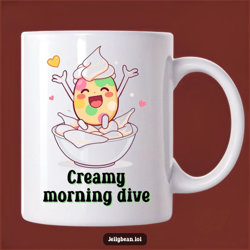 Funny Jelly Bean Cream Leap Mug: Pure Delight, Perfect Funny Gift