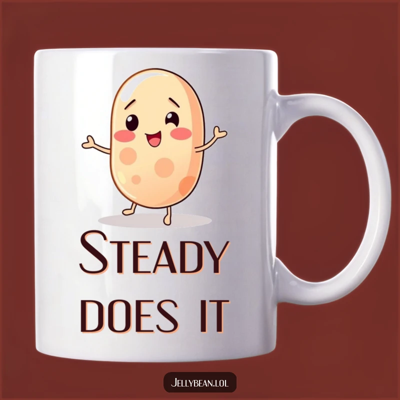 Funny Wobbly Jelly Bean Mug: Balancing Character Struggle, Perfect Funny Gift Idea