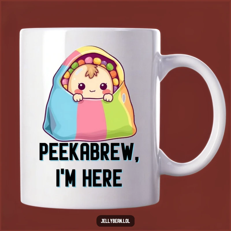 Funny Shy Jelly Bean Mug - Cute Peek-a-boo Candy Gift