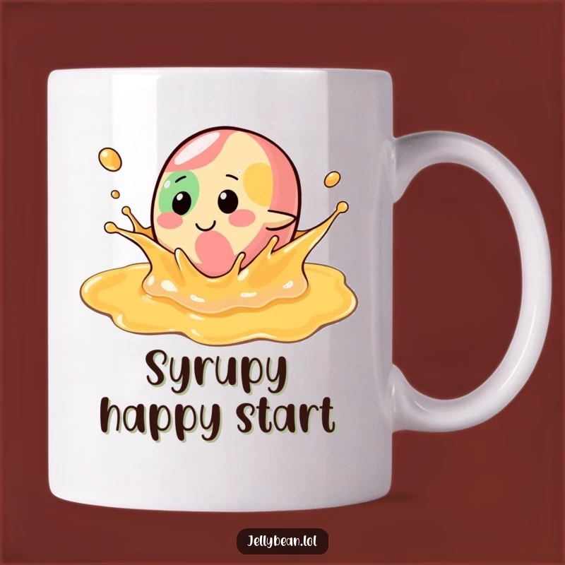Funny Syrup Splash Jelly Bean Mug: Playful Character Gift for Sweet Morning Laughter