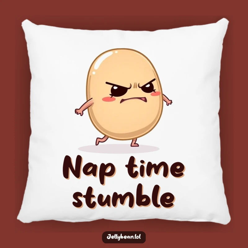 Funny Jelly Bean Pillow - Grumpy Tripping Character Cozy Decor