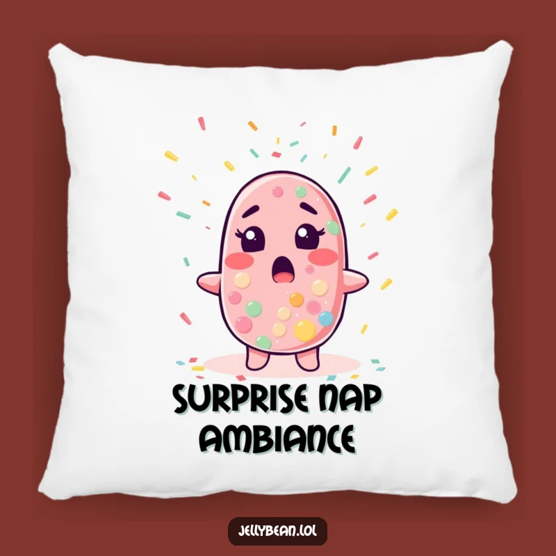 Funny Surprised Jelly Bean Pillow - Cozy Celebration Cushion