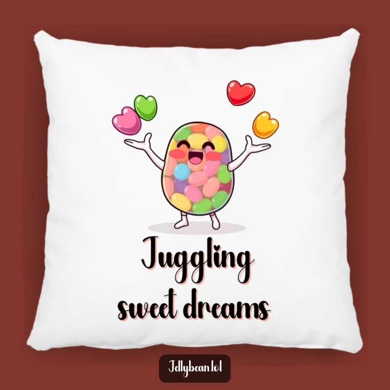 Funny Jelly Bean Juggler Pillow: Cozy Up with this Skilled Bean's Design. The perfect comfy gift.