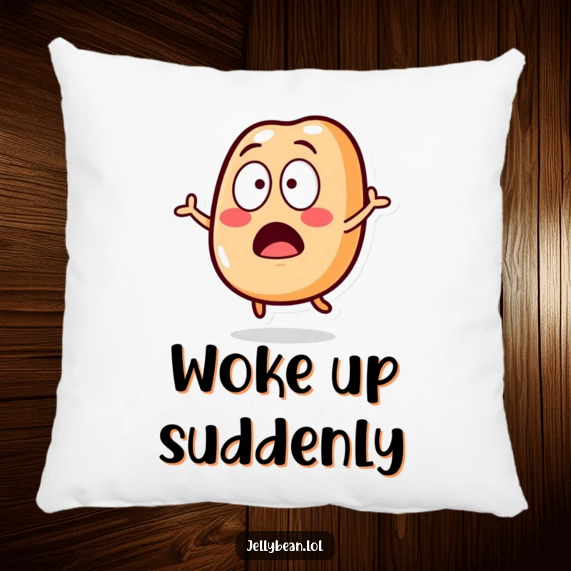 Funny Pillow with a surprised jelly bean character, perfect for hugging and adding a touch of humorous shock to any room.