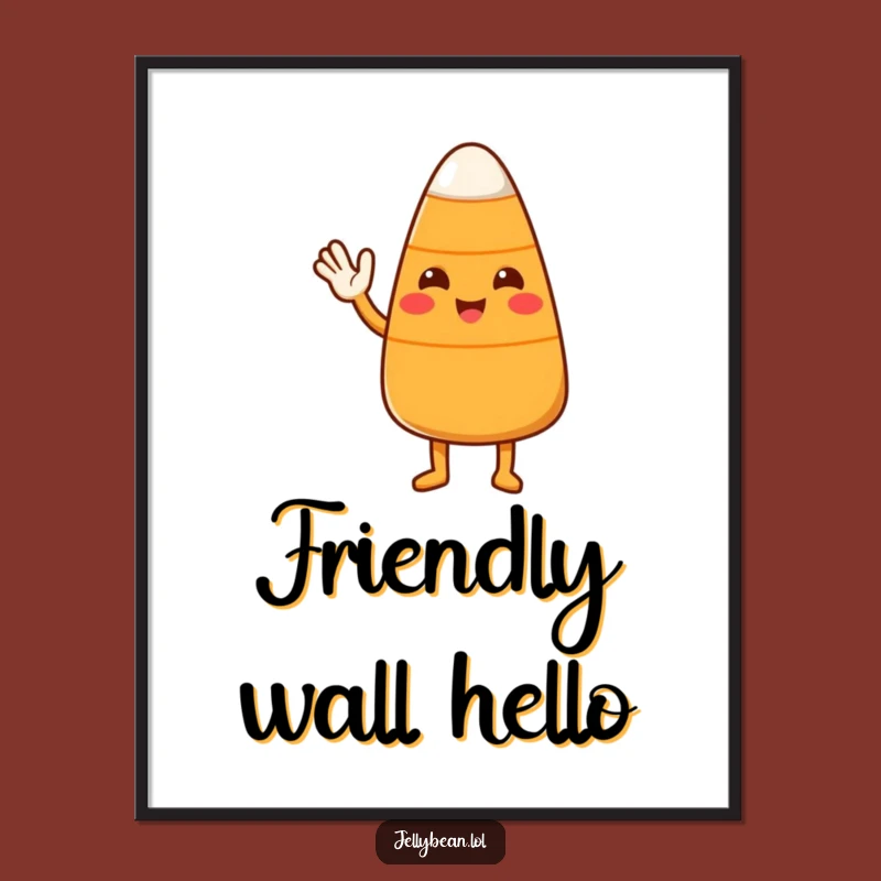 Funny Candy Corn Wave Digital Art: Cute Character's Friendly Decor Gift