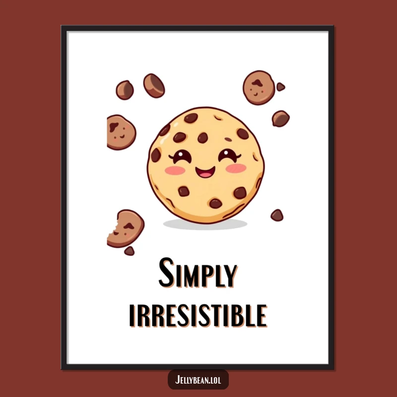 Funny Cookie Digital Art: Chocolate Chip Grin Decor, Instant Gift