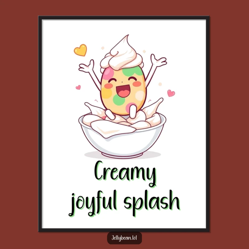 Funny Jelly Bean Cream Leap Digital Art Print: Pure Delight, Perfect Funny Gift