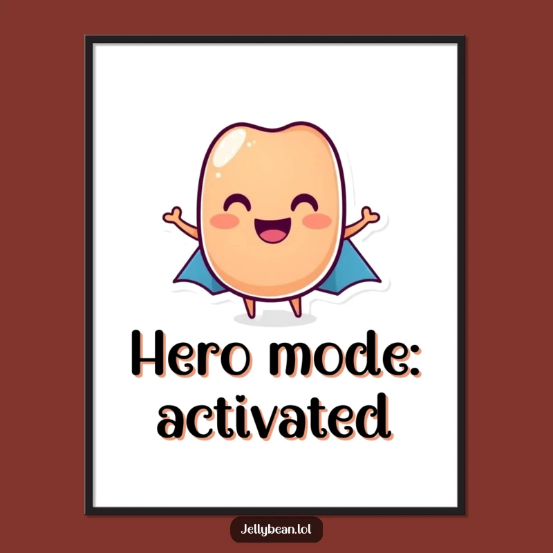 Funny Jelly Bean Hero Digital Print: Instant Smile for Your Wall Art