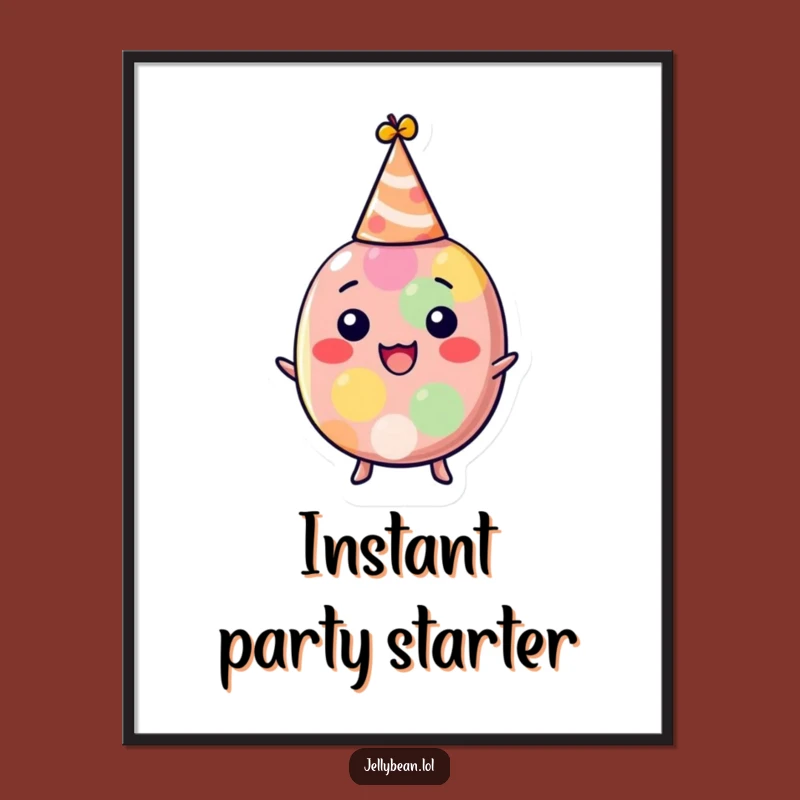 Funny Party Jelly Bean Digital Art: Delighted Character Hat Print, Perfect Funny Gift Decor