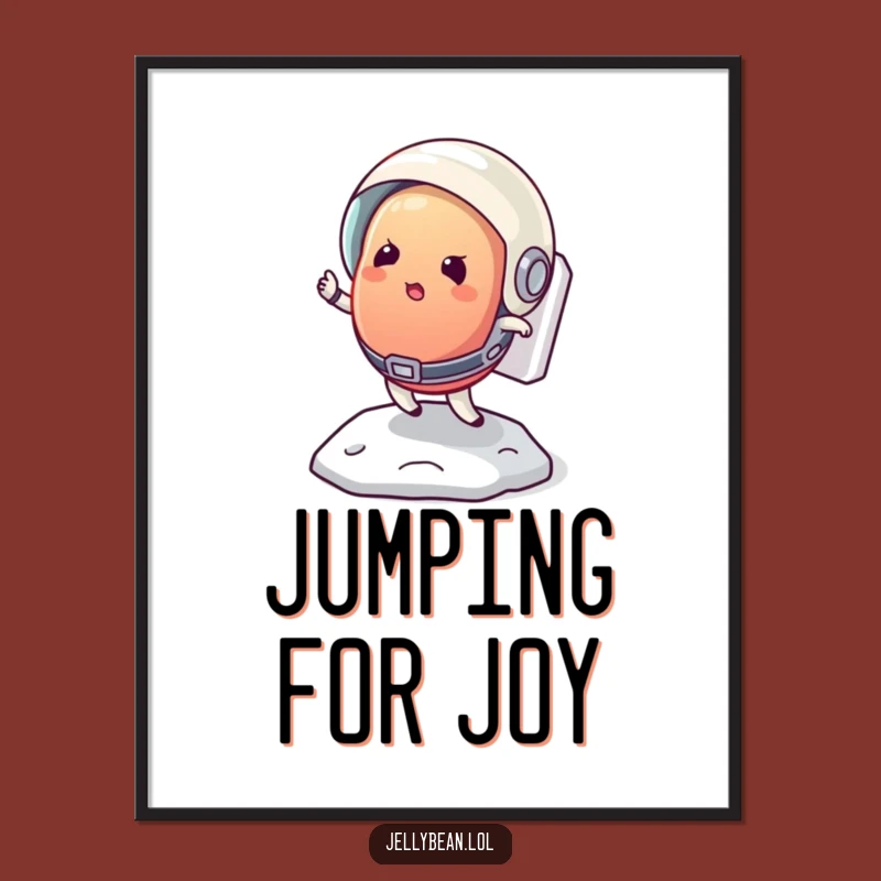 Funny Astronaut Jelly Bean Moon Bounce Digital Art: Humorous Cosmic Veggie Wall Decor Gift