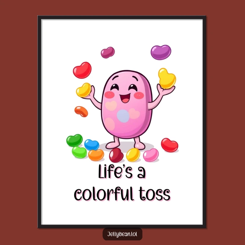 Funny Juggling Jelly Bean Digital Art - Cheerful Art Print for Playful and Joyful Decor