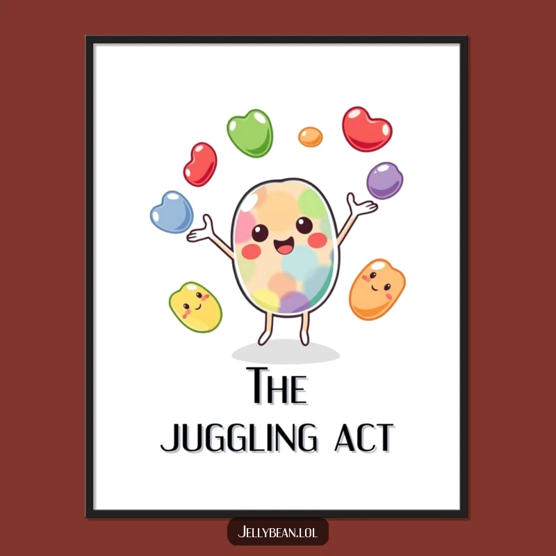 Funny Juggling Jelly Bean Digital Art: Instant Cheer and Playful Energy