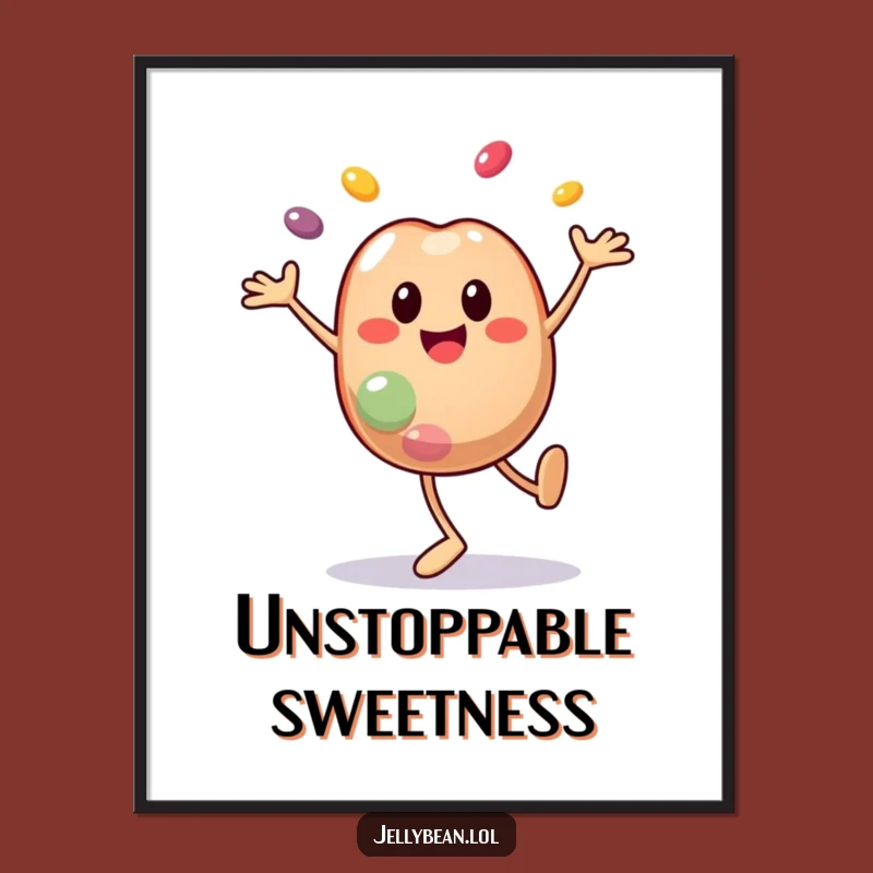 Funny Cartwheel Jelly Bean Digital Art: Instant Energy with This Character