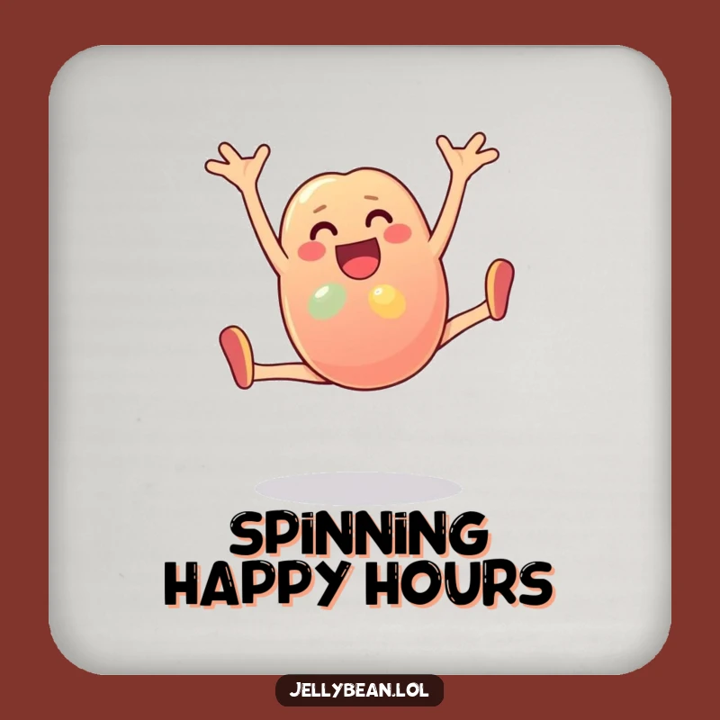 Funny Jelly Bean Cartwheel Coaster Set: Protect Tables with this Joyful Bean's Energy. A fun funny gift.