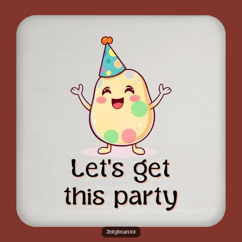 Funny Jelly Bean Party Hat Coaster - Cheerful Decor, Protect Surfaces