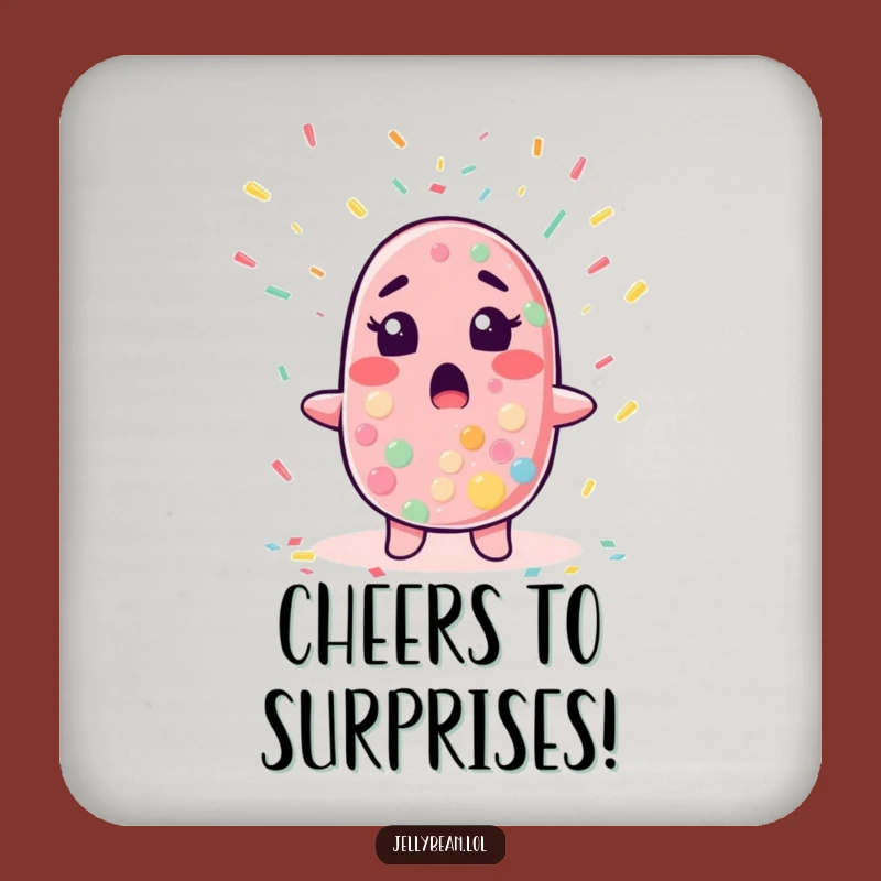 Funny Surprised Jelly Bean Coaster - Protect Surfaces with Fun