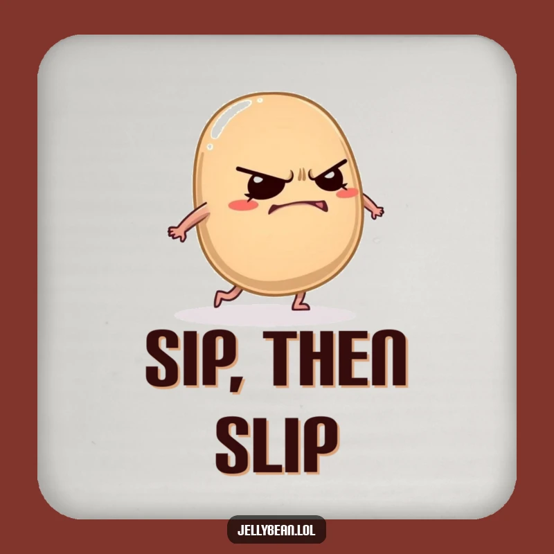 Funny Jelly Bean Coaster - Grumpy Tripping Character Drink Protector