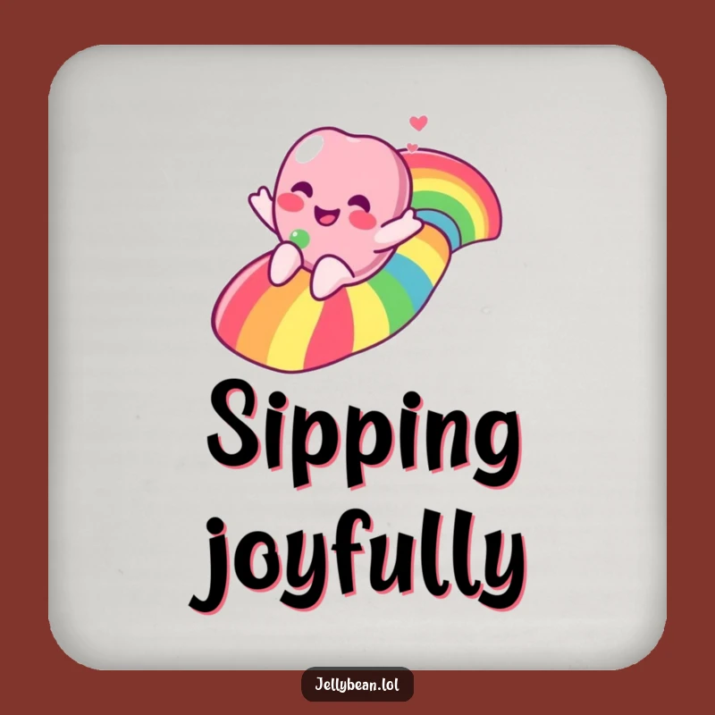 Funny Rainbow Rider Jelly Bean Coaster Set: Sip in Style and Joy