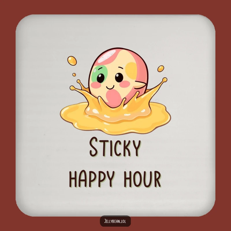 Funny Syrup Splash Jelly Bean Coaster: Protect Surfaces with Sweet Playful Flair