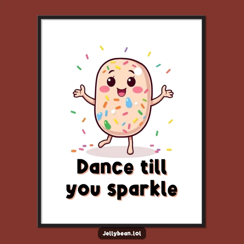 Funny Dancing Jelly Bean Poster: Joyful Art for a Sprinkle-Filled Space