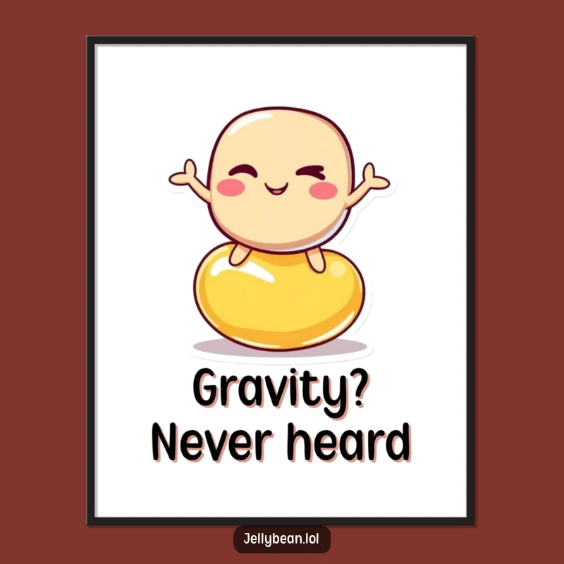 Funny Artistic Jelly Bean Poster: Witty Bean Balancing Act Wall Art