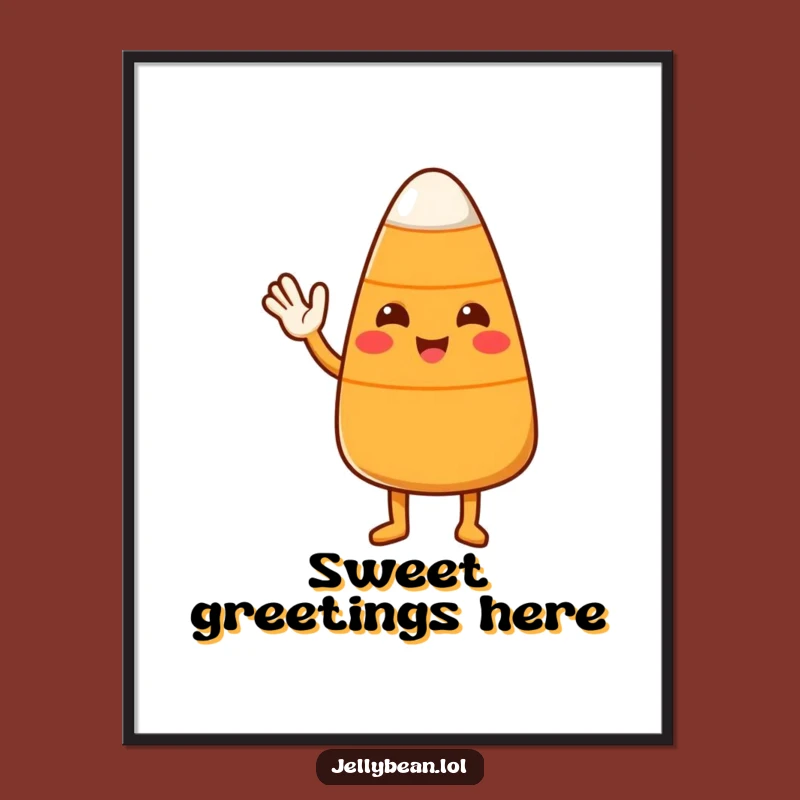 Funny Candy Corn Wave Poster: Cute Character's Friendly Wall Art Gift