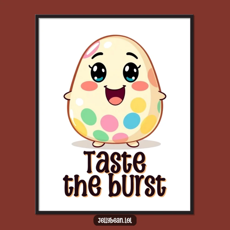 Funny Flavor Explosion Jelly Bean Poster: Vibrant Art for a Tasteful Space