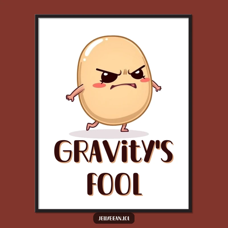 Funny Jelly Bean Art Print - Grumpy Tripping Character Goofy Decor