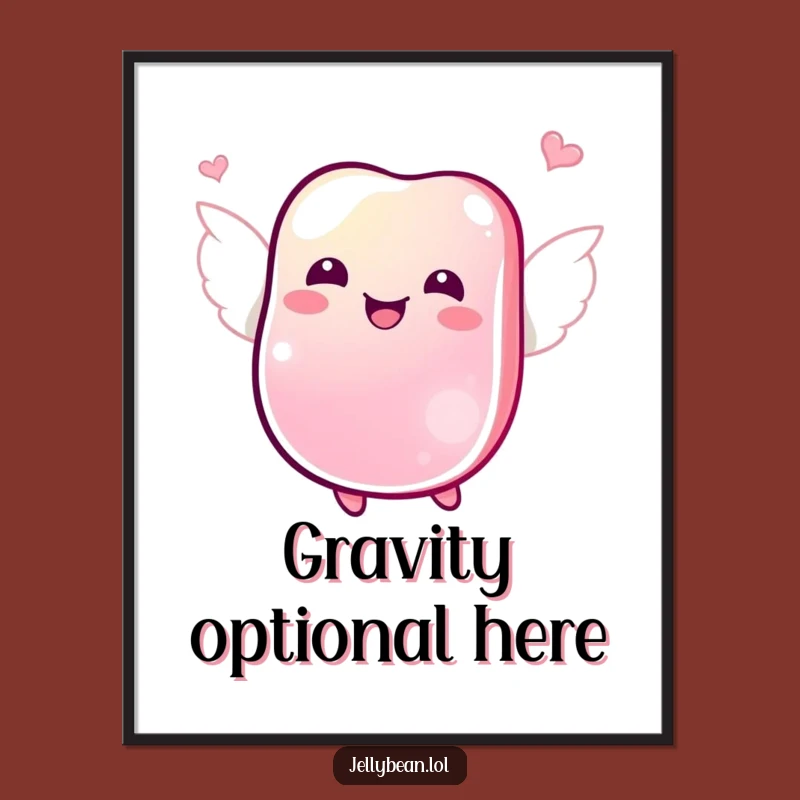 Funny Jubilant Jelly Bean Wings Poster: Humorous Flying Candy Art Gift