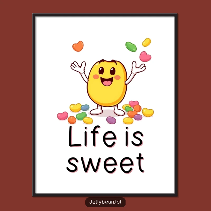 Funny Juggling Jelly Bean Poster: Vibrant Character Art for Your Walls - Funny Gift