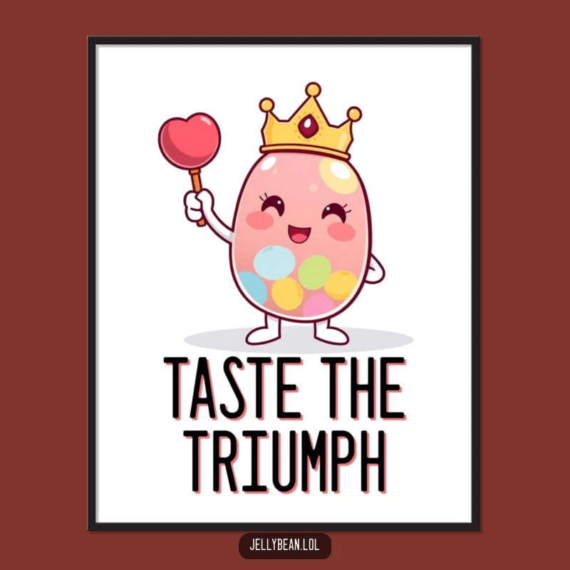 Funny King Jelly Bean Poster: Crown Your Walls with Sweet Victory!