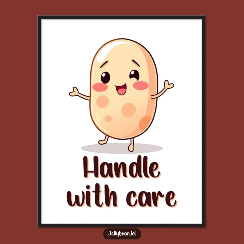 Funny Wobbly Jelly Bean Poster: Balancing Character Art, Great Funny Gift Decor