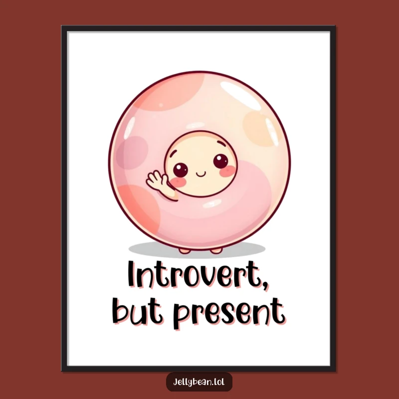 Funny Shy Jelly Bean Poster - Sweet Art Print for a Gentle and Whimsical Atmosphere