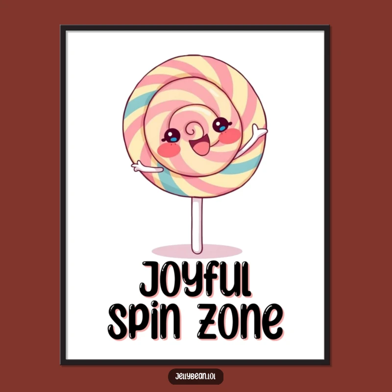 Funny Lollipop Spin Poster: Joyful Character's Sweet Wall Art Gift