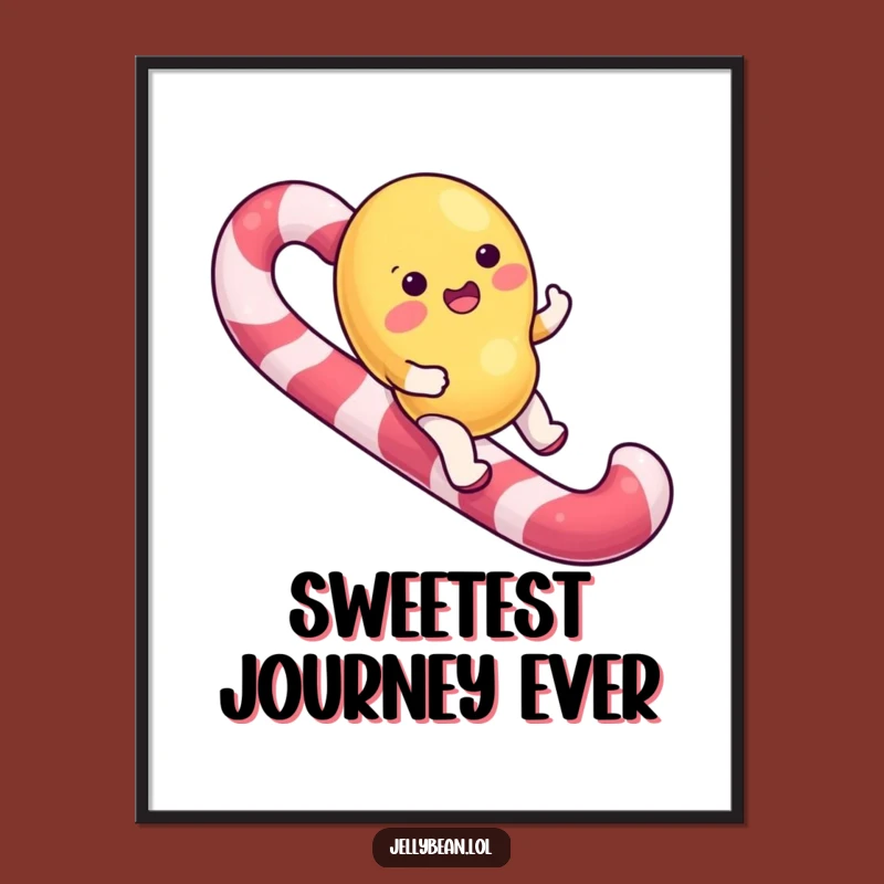 Funny Candy Cane Rider Jelly Bean Poster: Sweet Decor Accent, Awesome Funny Gift