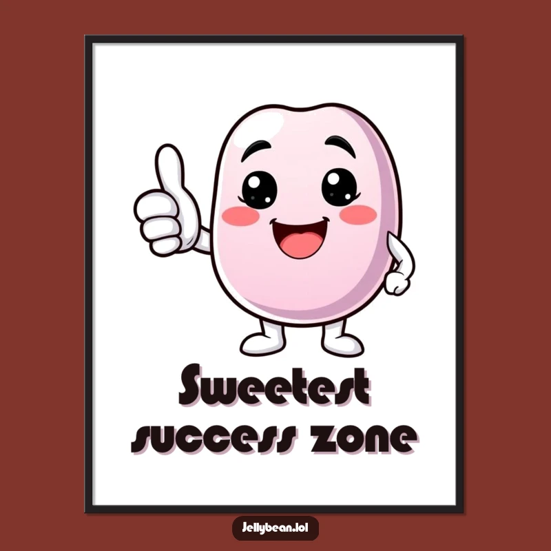 Funny Art Print: Jelly Bean Thumbs Up, Motivational Wall Decor Gift