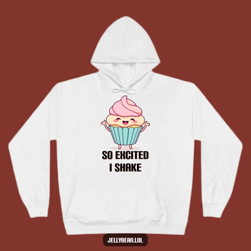 Funny Cupcake Wiggle Hoodie: Cozy Excited Character Wear for Humorous Gifts